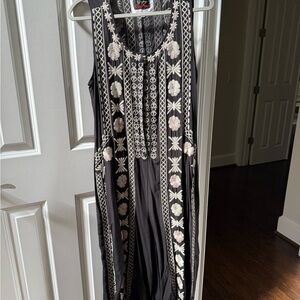 Johnny Was Black and White Embroidered Jumpsuit